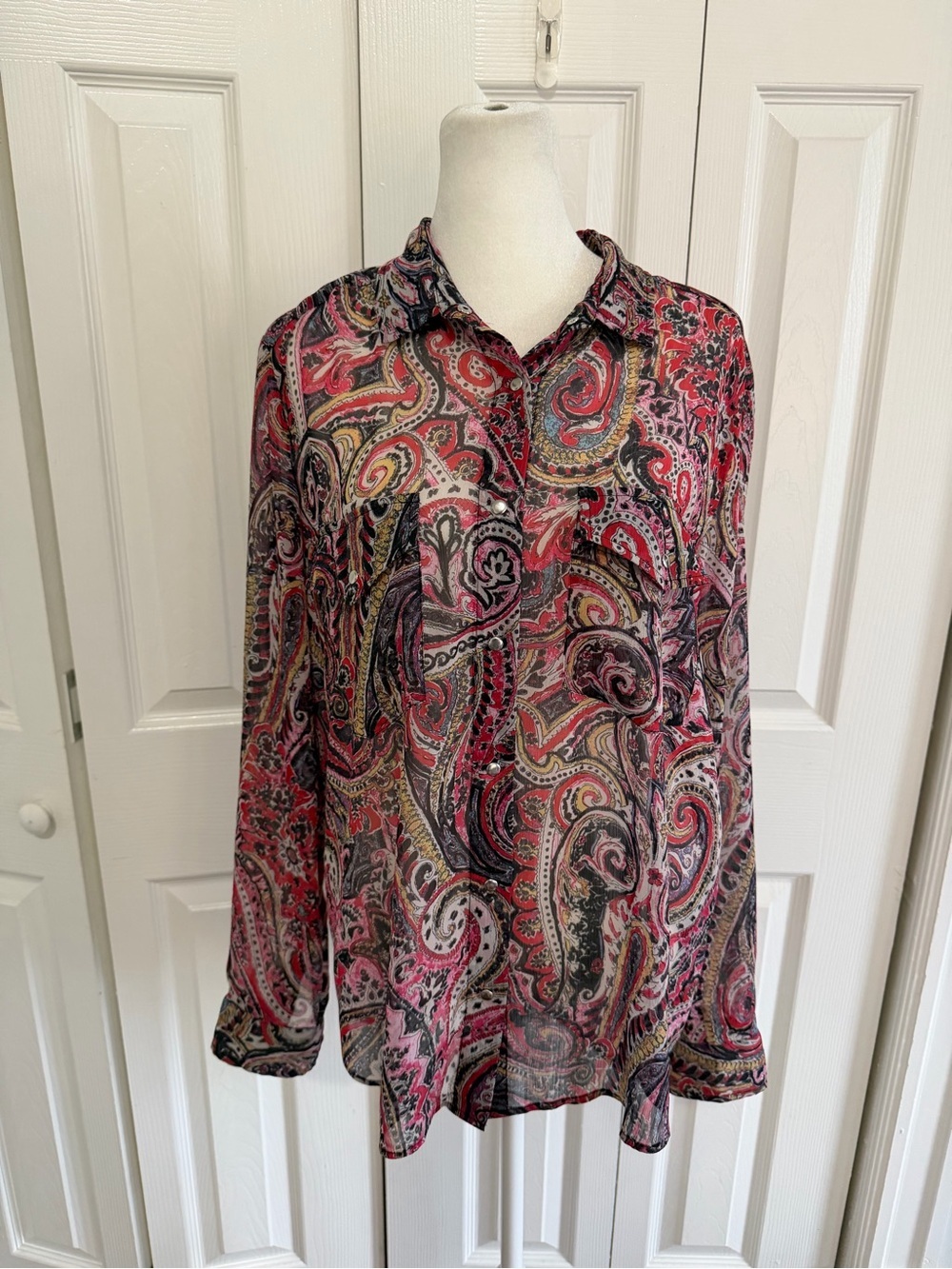The Kooples Sheer Paisley Long Sleeve Blouse Size Medium